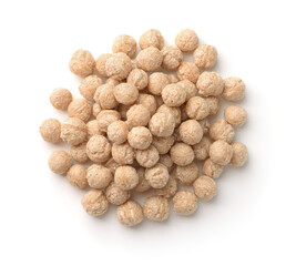 Top view of cereal bran puff balls - obrazy, fototapety, plakaty