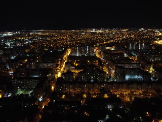 Tyumen city night aerial panorama