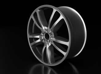 New silver alloy wheel model style in a black 3D rendering transportation wallpaper backgrounds