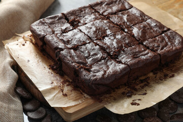 Homemade Chocolate Brownies made from chocolate 80 percentages with chocolate chip 98 percentage...
