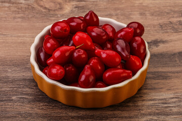 Sweet and ripe cornel berries