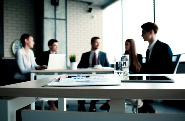 Team young professionals having casual discussion in office. Executives having friendly discussion during break.