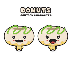 cute donuts mascot, food cartoon illustration