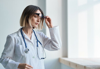 female doctor hospital specialist stethoscope profession cardiologist