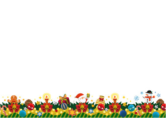 手描きっぽいかわいいクリスマスのフレーム（シンプル）（透明）