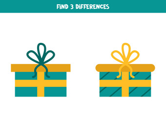 Find three differences between two Christmas presents.