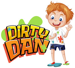 Fototapeta na wymiar Dirty Dan logo text design with dirty boy