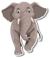 A sticker template of elephant cartoon character