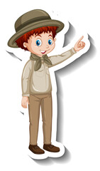 A sticker template of boy cartoon character