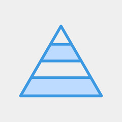 Vector illustration of pyramid chart icon in blue style for any projects