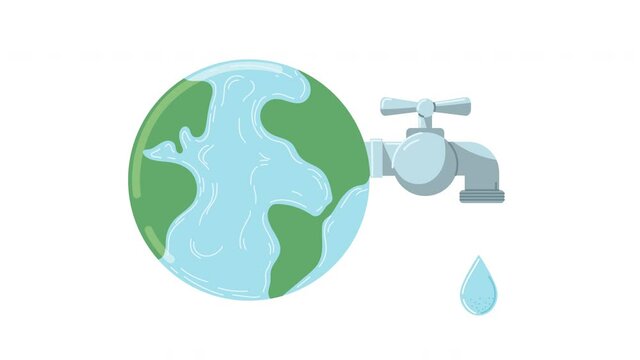 world planet earth with water faucet