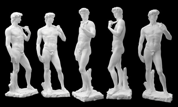 Statue David isolated on a black bakground. 3d image.