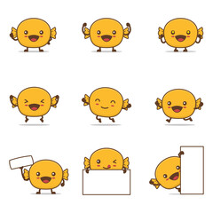 cute yellow candy cartoon. with happy facial expressions and different poses