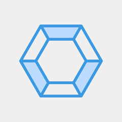 Vector illustration of hexagon icon in blue style for any projects