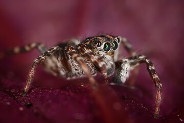 spider jumper macro, arachnophobia, beautiful jumping spider, poisonous spider