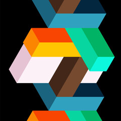 Abstract background. 3d cubes, cubic elements and blocks. Techno or business concept for wallpaper, banner, background, landing page