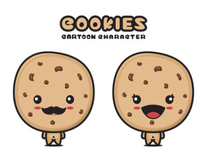 cute cookies mascot, snack cartoon illustration