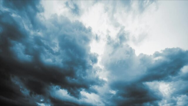 Time lapse sky with clouds during rain and thunderstorm