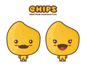 cute chips mascot, snack cartoon illustration