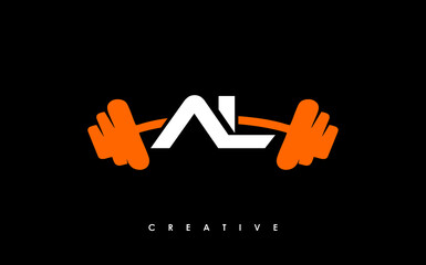 AL initial letter fitness icon logo vector image