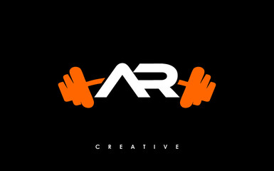 AR initial letter fitness icon logo vector image