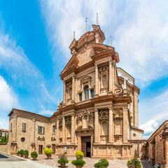 Fototapeta premium View at the Church of Our Lady of the People in the streets of Cherasco - Italy