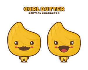 cute curly butter mascot