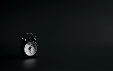 Clock on a black background. With copy space, design for vintage and business.