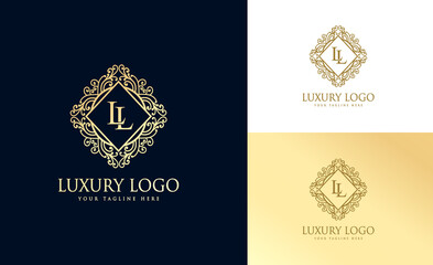 Vintage luxury ornamental logo with floral ornament. Suitable for whiskey, alcohol, beer, brewery, wine, barber shop, coffee shop, tattoo studio, salon, boutique, hotel, shop signage restaurant hotel 