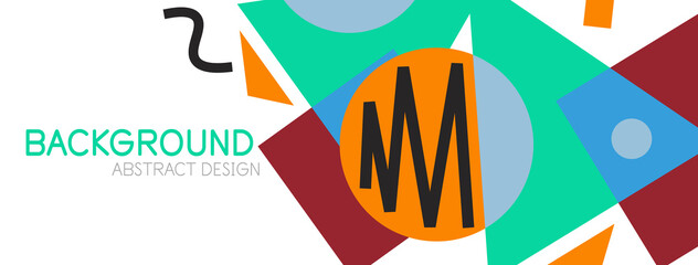 Abstract background. Blocks, lines, triangles, circles composition. Techno or business concept for wallpaper, banner, background, landing page