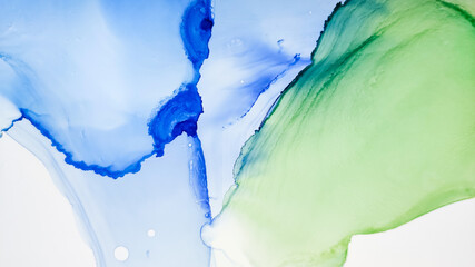 Alcohol ink. Abstract Ethereal Fluid. Green