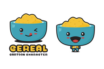 cute cereal mascot, food cartoon illustration