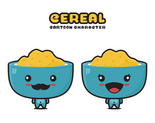 cute cereal mascot, food cartoon illustration