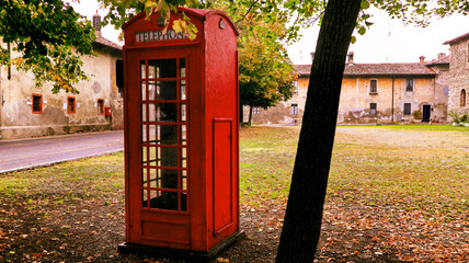 Red telephone box, inusual location