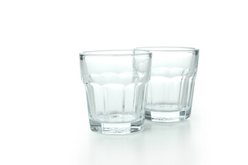 Empty glasses for drinks isolated on white background