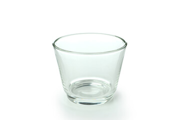 Single empty glass isolated on white background