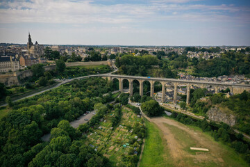 Fototapeta na wymiar Aerial view of the city of dinan