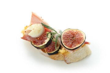 Bruschetta with fig isolated on white background