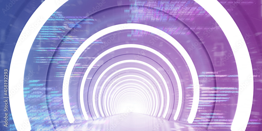 Poster light corridor modern background. futuristic sci-fi tunnel. 3d rendering