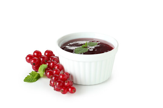 Bowl Of Cranberry Sauce Isolated On White Background