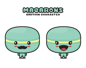 cute macarons mascot, snack cartoon illustration