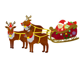 Santa and reindeer go to hand out Christmas gifts