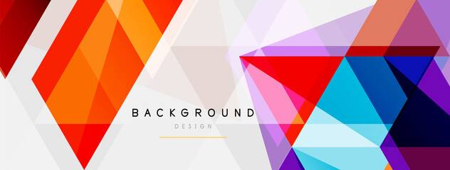 Color triangles composition, geometric abstract background. Techno or business concept, pattern for wallpaper, banner, background, landing page