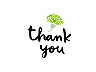 かわいいカーネーションとThankyouの文字／手書きイラスト