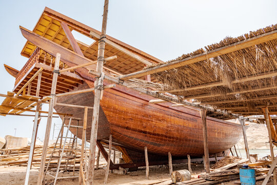 Dhow at the shipyard in Sur, Oman.