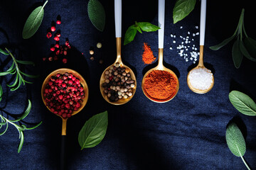 Spices and herbs. Variety of spices and mediterranean herbs.
