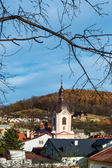 Stramberk town with Kostel sv. Jana Nepomuckeho church in Czech republic