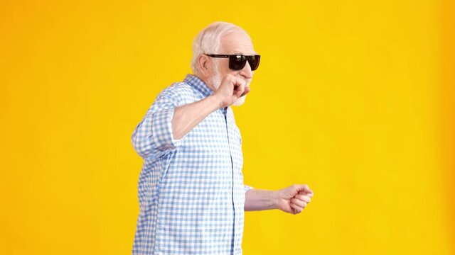 Retired old man enjoy dance summer party