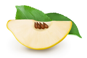 Fresh slice quince isolated on the white background with clipping path and full depth of field