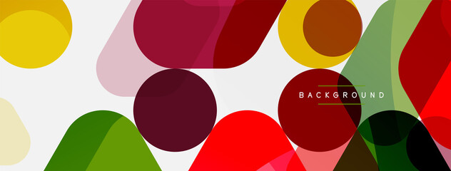 Color bubbles and rounded geometric shapes on white. Vector geometric minimal abstract background for wallpaper, banner, background, landing page